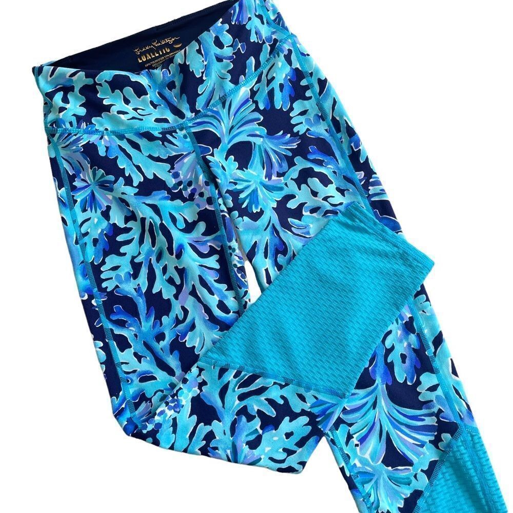 Lilly Pulitzer Weekender Midi Legging Bright Navy "In Too Deep" Luxletic XS